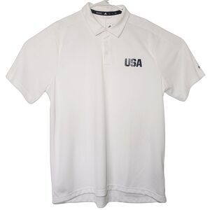 Team USA Adidas Polo Shirt Mens XL White Moisture Wicking